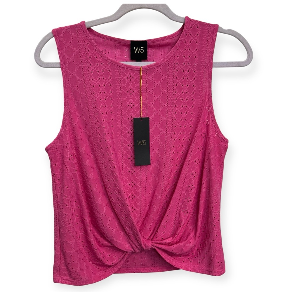 Anthropologie W5 Fuchsia Lace Twist Tank Top Size M *2201